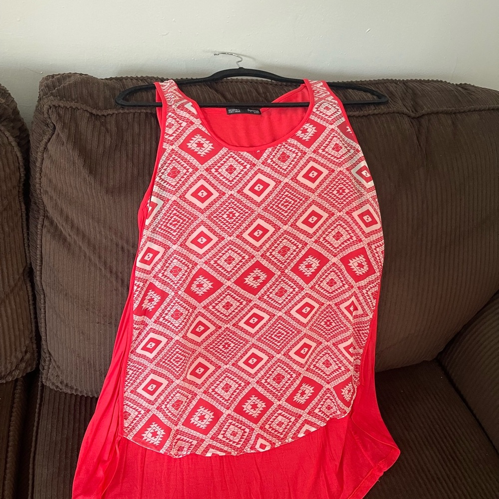 Vibrant Coral Sleeveless Women's Top
